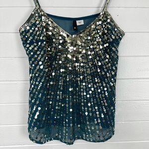 Amazing teal sheer sequined sparkle tank by H&M